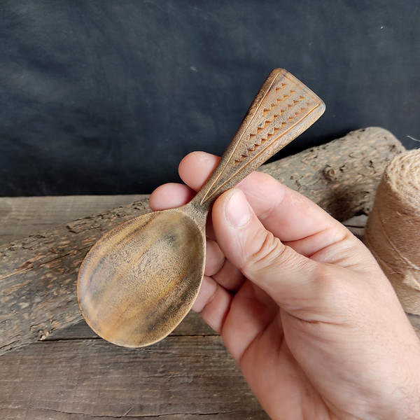 Handmade wooden coffee scoop, 9th anniversary willow gift
