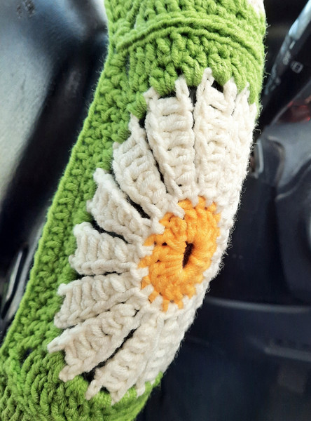 Cute Crochet Steering Wheel Covers for Women 14-15'' Sunflower