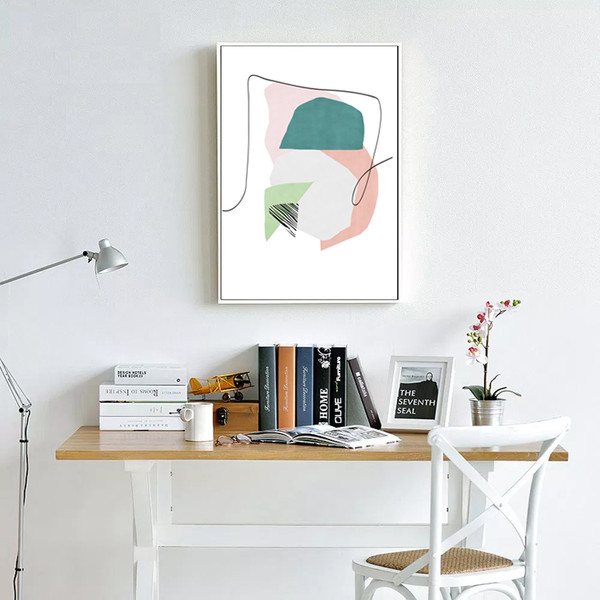 Geometric Prints Abstract Poster Green Pink Art 3 Piece Art - Inspire ...