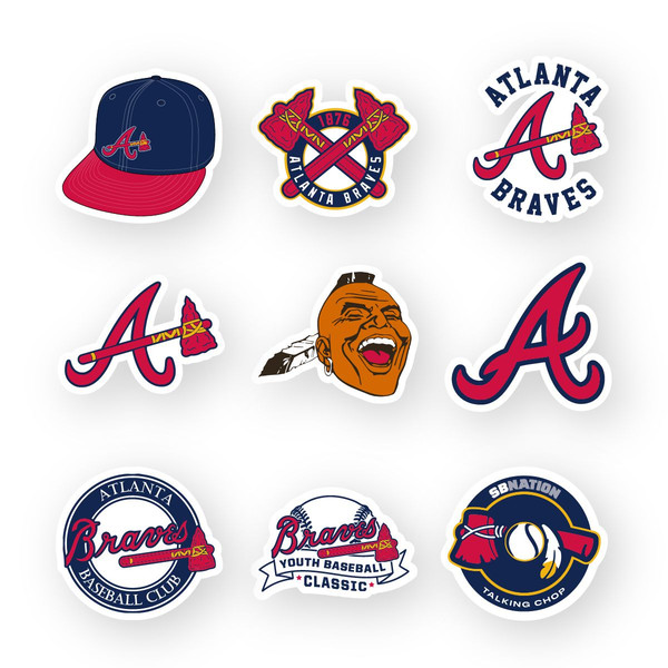 Atlanta Braves Logo Sticker Set of 9 by 2 inches each Car Wi