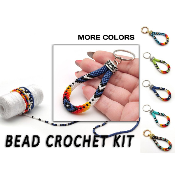 Bead crochet keychain kit, Keychain craft kit, Jewelry makin