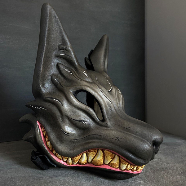 Oni Kitsune Mask - Resin Japanese Fox Classic Masks Made to Order