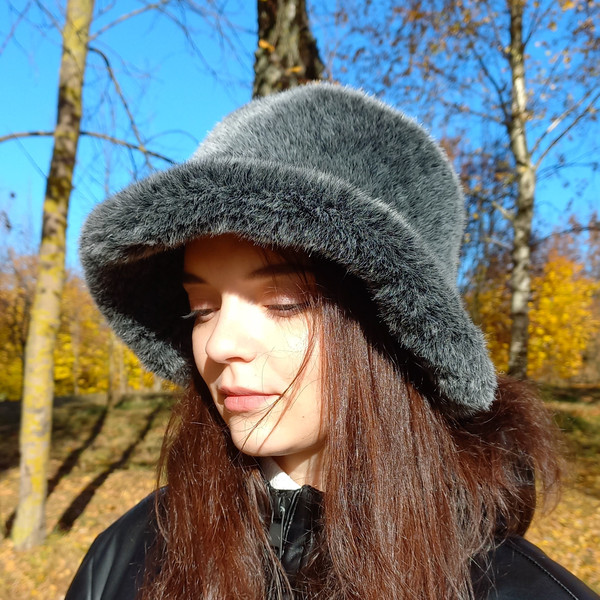 Imitation Fur Fisherman Hat, Faux Fur Bucket Hats Women