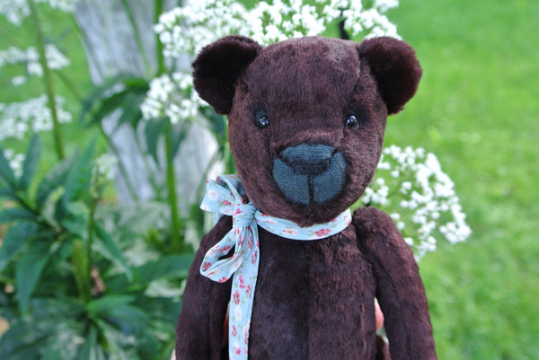 Antique plush bear handmade artist toy.JPG