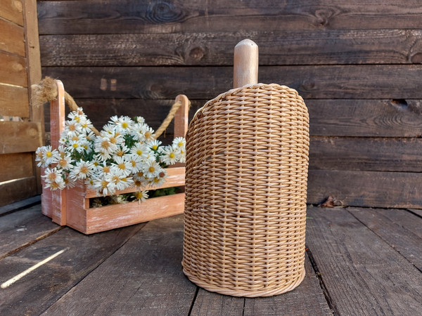 Paper towel holder standing. Wicker handmade holder for kitc - Inspire  Uplift