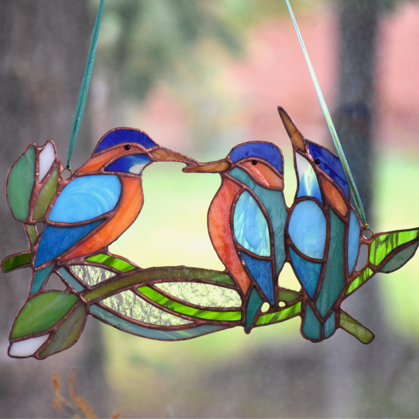 Stained glass bird suncatcher - window suncatchers kingfishe - Inspire  Uplift