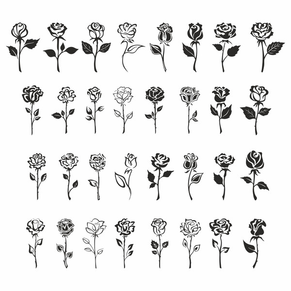 Rose Svg Rose Clipart Flower Svg Rose Silhouette Rose 