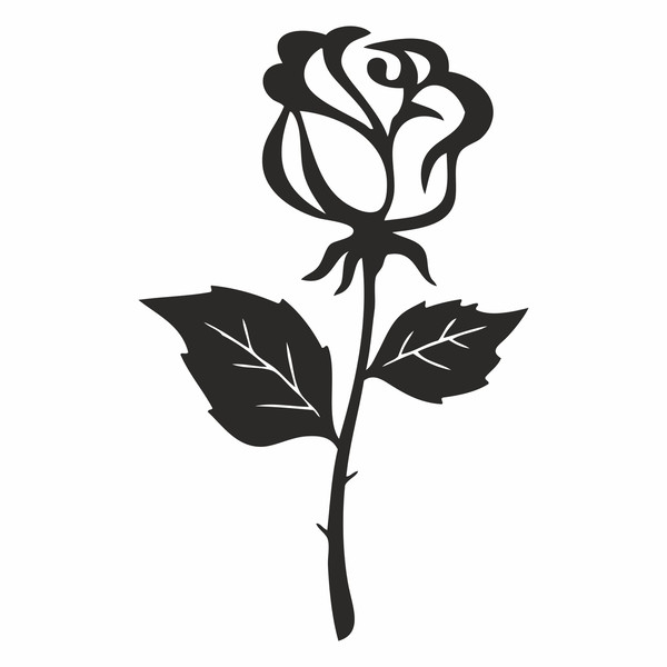 Rose SVG, Single Black Rose SVG, Rose Silhouette, Wedding gift