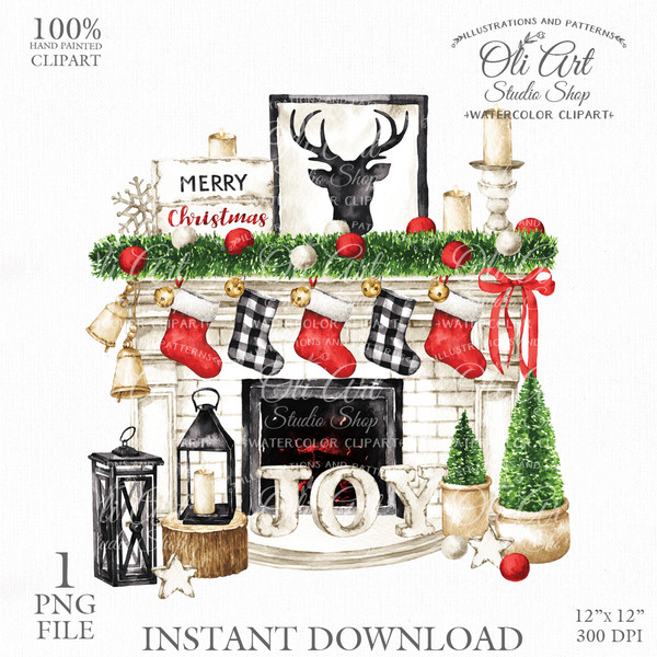 Christmas fireplace clipart_1.JPG