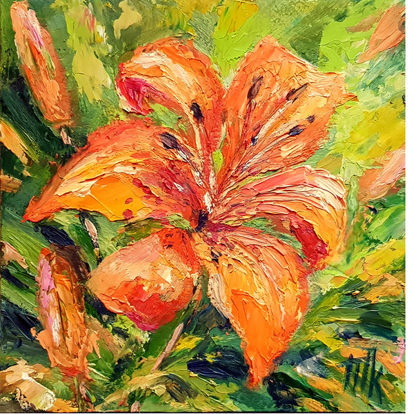 orange lily painting