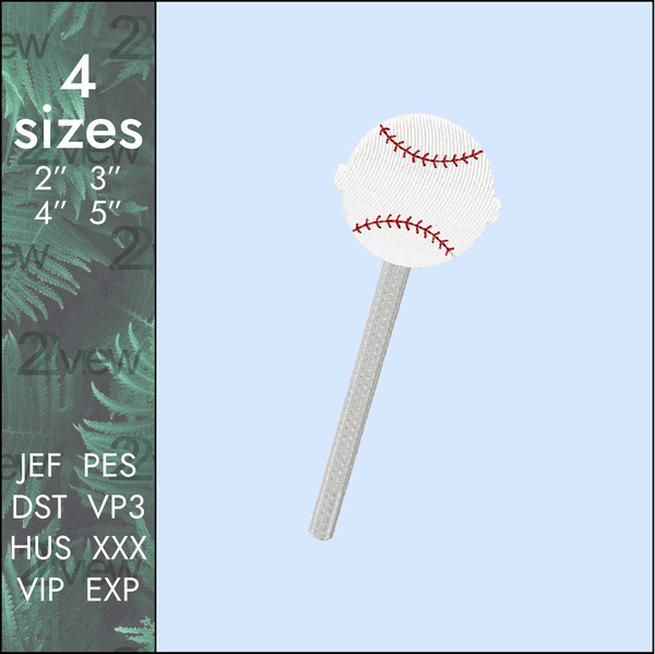 baseball ball lollipop machine embroidery design