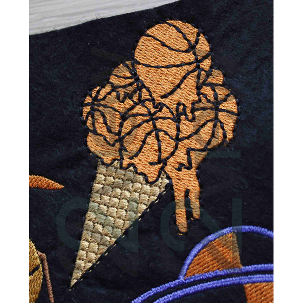 basketball ice cream streetball patch machine embroidery design