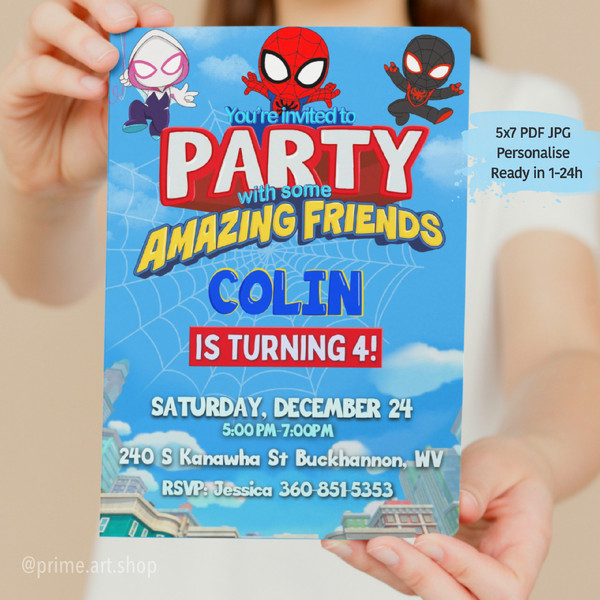 Spidey and Friends Birthday Invitation Template