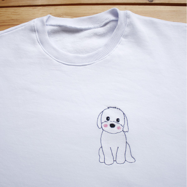 cute dog bichon sweatshirt machine embroidery designs