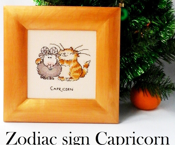 Zodiac sign with funny cat Zodiac art Capricorn Kids charm gift Astrology sig Capricorn Birthday gift Capricorn Funny cats wall décor.jpg