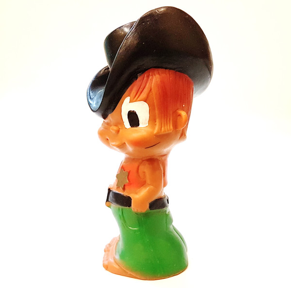 2 Vintage Rubber Toy Doll COWBOY with Squeaker Made in Yugoslavia 1970s.jpg