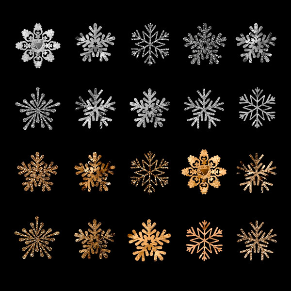 Snowflake Clipart, Gold and Silver Snowflake clipart, Glitte - Inspire  Uplift