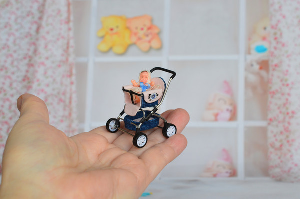 Handmade -1/24 -scale- miniature- doll -stroller-2