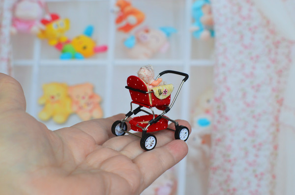 Handmade -1/24 -scale- miniature- doll -stroller-3