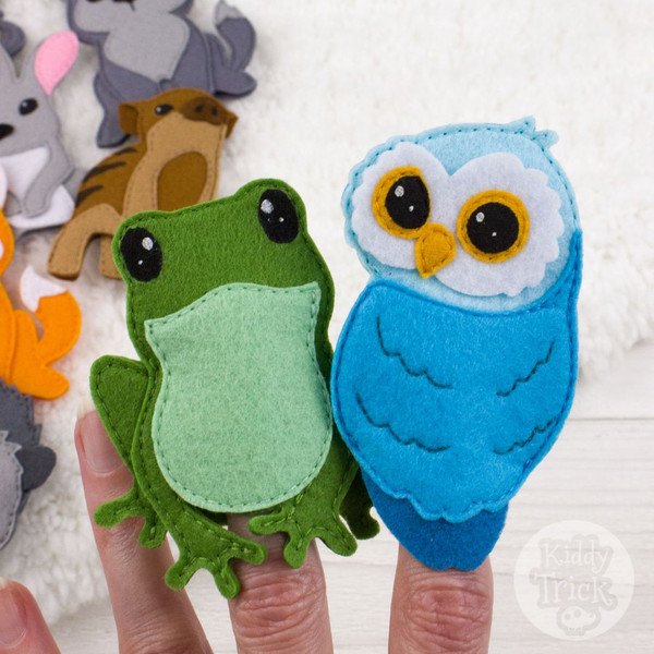 Felt finger frog and owl