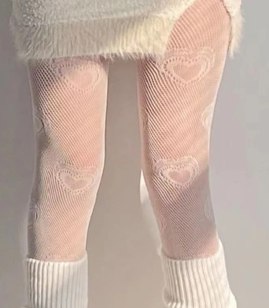 White Fishnet Footless Tights with Lace Trim – Trivium