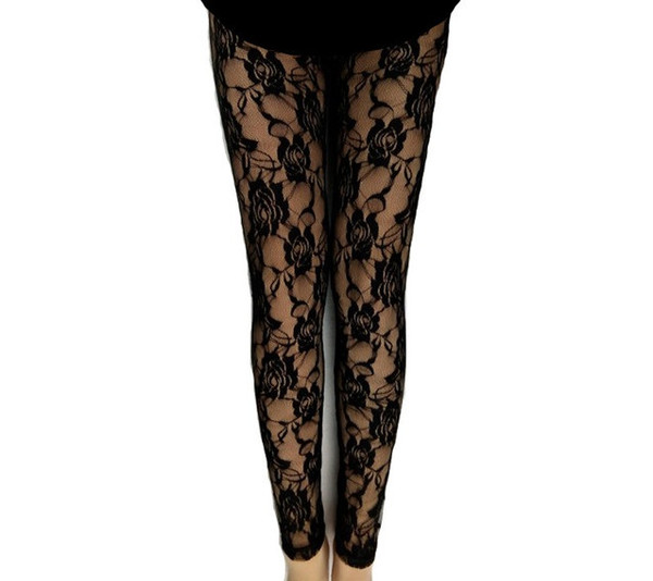 Buy Black Lace Leggings Womens Floral Lace Tights - Inspire Uplift