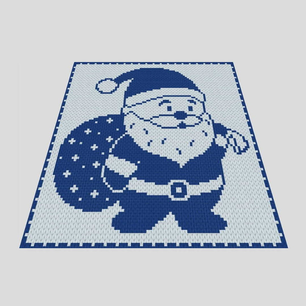 loop yarn-finger-knitted-Santa Claus-blanket-2