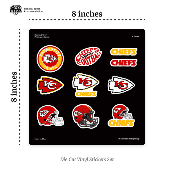 Kansas City Chiefs Sticker Set Peel and Stick (9 Stickers)