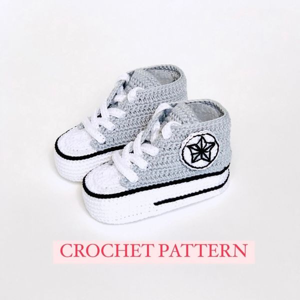 CROCHET PATTERN converse for baby booties boy sneakers showe - Inspire  Uplift