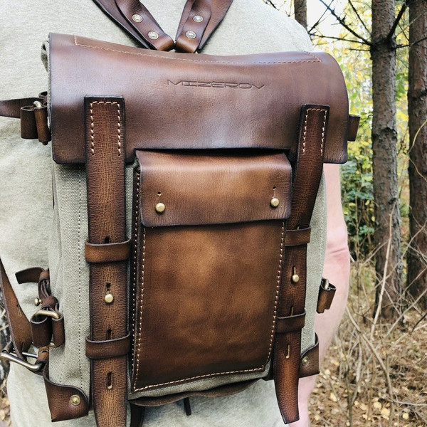 Steampunk Leather Crossbody Bag Men Brown Mens Crossbody Bag 