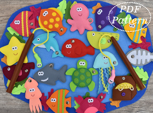 Magnetic Fishing Game, Felt Educational Game, Mermaid, Felt Story