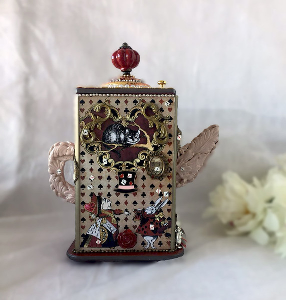 Ready to Ship, Alice in wonderland, Wooden tea box, personalized Alice tea house, tea house, Mad Hatters Tea Party, kitchen decor (4).jpeg