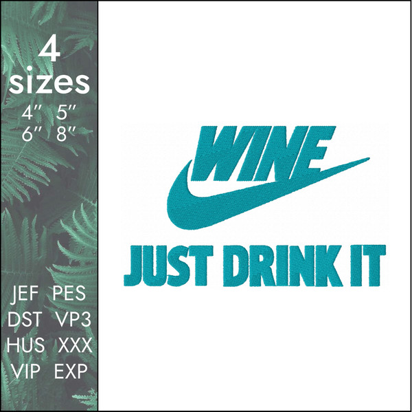 nike swoosh logo wine just do it drink machine embroidery design