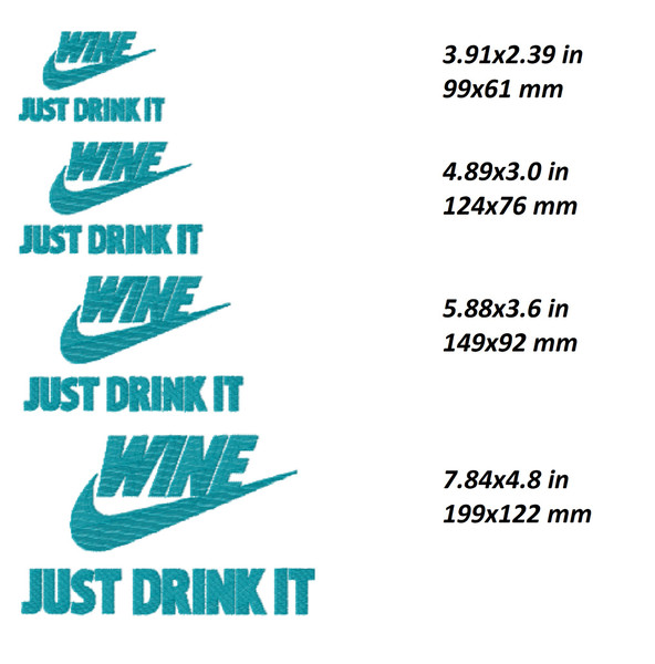 nike swoosh logo wine just do it drink machine embroidery designs