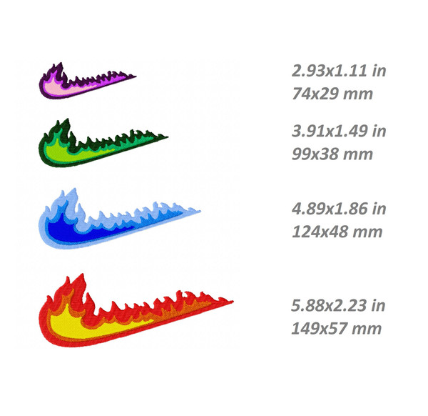 nike fire fireball fireline swoosh logo machine embroidery designs