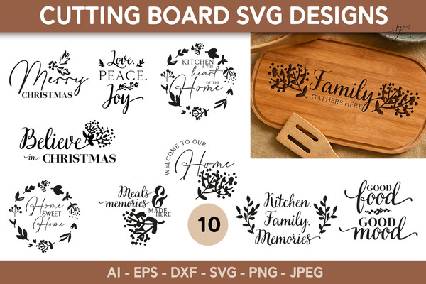 Cutting board SVG for Cricut Glowforge Kitchen quote svg dxf By PaperJamLab