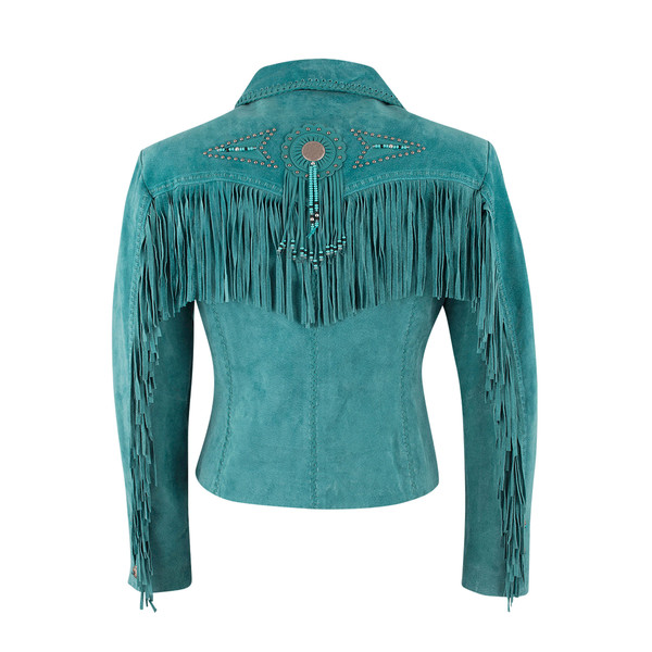 Turquoise Suede Leather Fringe Jacket (2).jpg