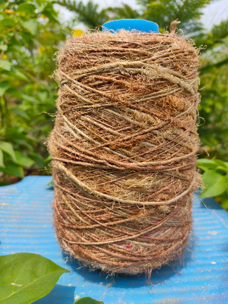 Recycle Sari Silk Yarn Prime Khakhi (1) SilkRouteIndia.jpg