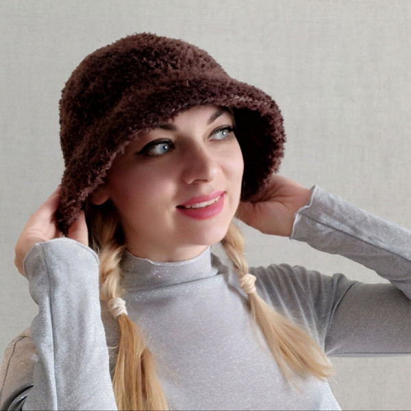 Fuzzy bucket hat for women - bucket hat crochet - winter hat - Inspire  Uplift