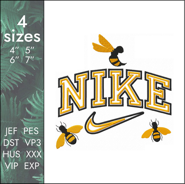 nike bee bees hornet hornets machine embroidery design