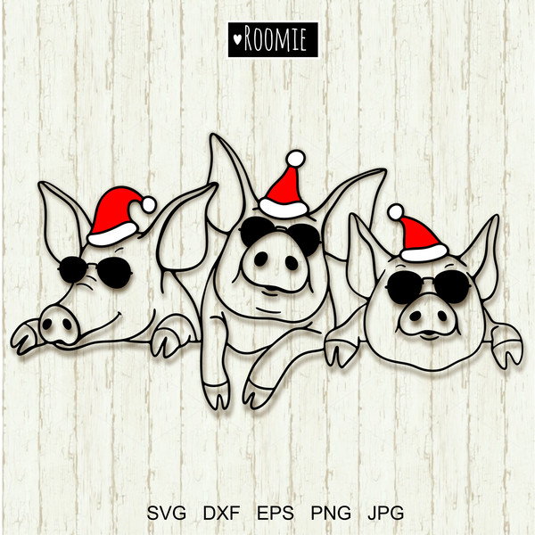 Christmas Pigs with Santa hat and sunglasses.jpg
