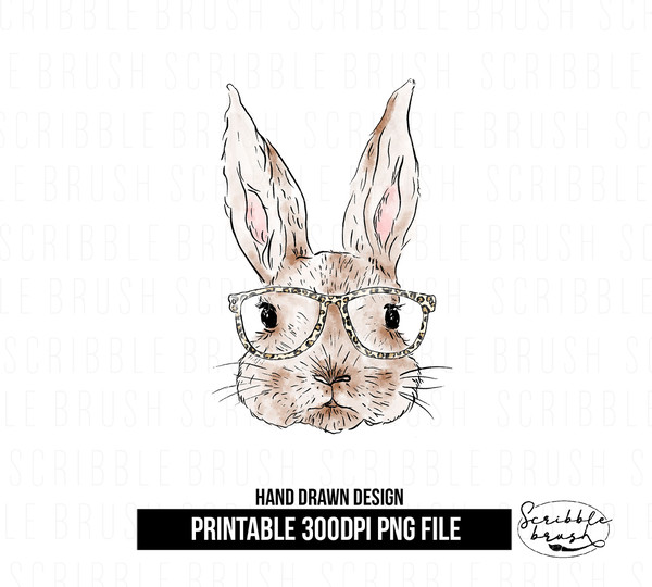 Leopard Glasses Easter Bunny Sublimation PNG Design.jpg