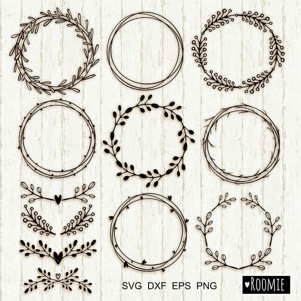 Rose Wreath SVG Laurel Flower Png Wedding Floral Frame 