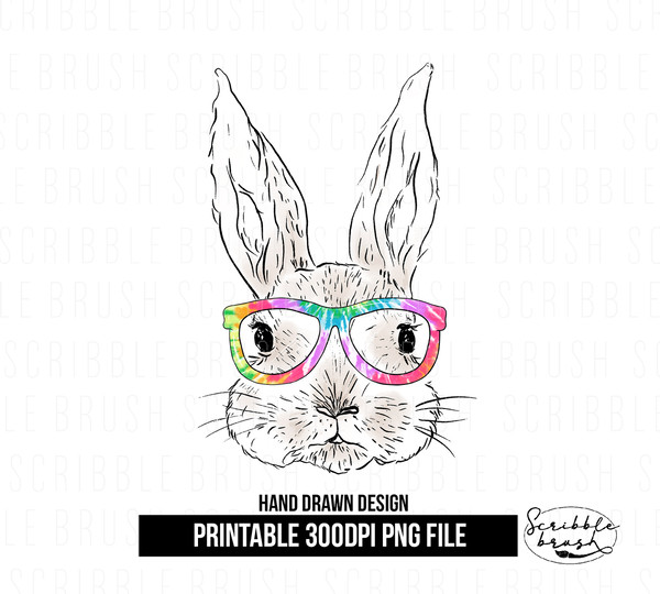 Tie Dye Glasses Bunny Sublimation PNG.jpg