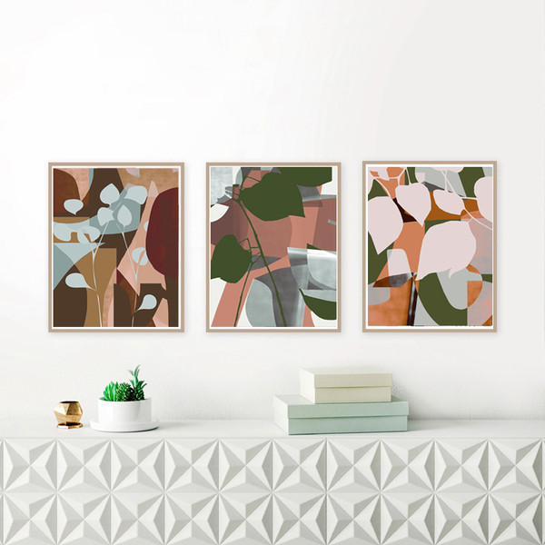 3 bright modern abstract posters