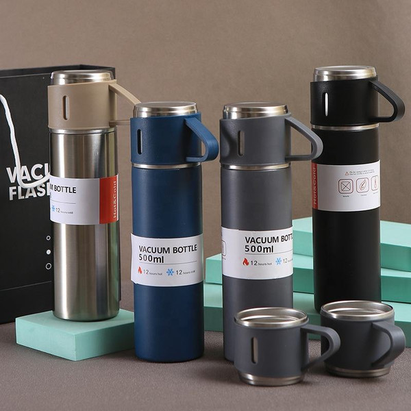 Vacuum Thermos Flask With 2 Cups Corporate Gift Set - 500ml