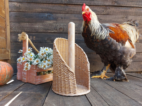 Paper towel holder standing. Wicker handmade holder for kitc - Inspire  Uplift