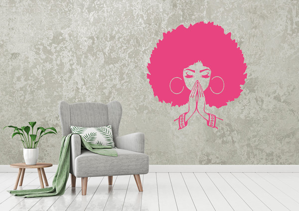 Afro Girl Sticker Hairstyle Shop Sign Embleb Shop Logo Salon