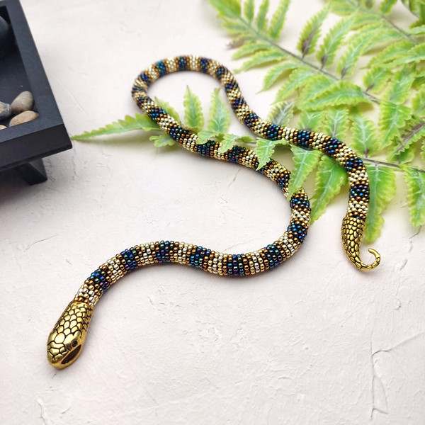 Beaded snake necklace handmade