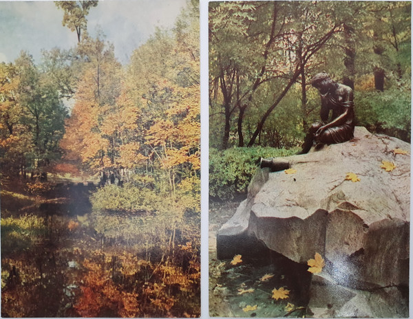 9 PUSHKIN CITY PARKS vintage color photo postcards set views of town USSR 1967.jpg